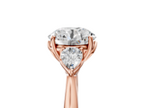 Rose gold Three-Stone Round Cut Diamond Ring with Pear Side Stones in Four-Prong Setting_162