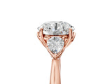 Rose gold Three-Stone Round Cut Diamond Ring with Pear  Side Stones in Four-Prong Setting_17