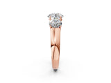 Rose gold Three-Stone Round Cut Diamond Ring with Prong Setting and Classic Band_5