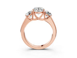 Rose gold Three-Stone Round Cut Diamond Ring with Prong Setting and Classic Band_6