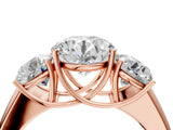 Rose gold Three-Stone Round Cut Diamond Ring with Prong Setting and Classic Band_7