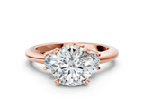 Rose gold Three-Stone Round Cut Diamond Solitaire with Prong Setting and Classic Band_36