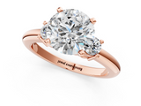 Rose gold Three-Stone Round Cut Diamond Solitaire with Prong Setting and Classic Band_37