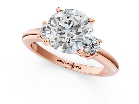 Rose gold Three-Stone Round Cut Diamond Solitaire with Prong Setting and Classic Band_37