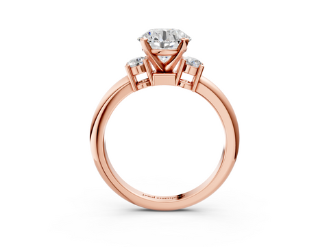 Rose gold Three-Stone Round Cut Diamond Solitaire with Prong Setting and Classic Band_39