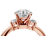 Rose gold Three-Stone Round Cut Diamond Solitaire with Prong Setting and Classic Band_40