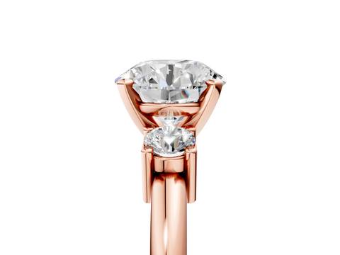 Rose gold Three-Stone Round Cut Diamond Solitaire with Prong Setting and Classic Band_41