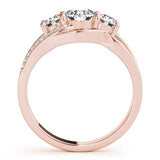 Rose gold Three-Stone Round Cut Diamond Split Shank Prong Set Ring 2