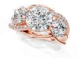 Rose gold Three-Stone Round Cut Diamond Split Shank Prong Set Ring_4
