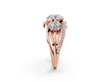 Rose gold Three-Stone Round Cut Diamond Split Shank Prong Set Ring_5