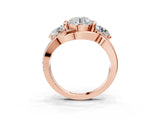 Rose gold Three-Stone Round Cut Diamond Split Shank Prong Set Ring_6