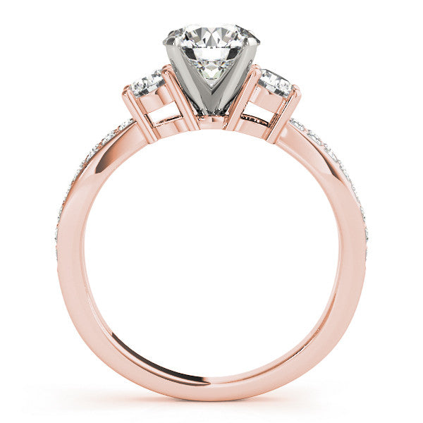 Rose gold Three-Stone Round Cut Diamond Twist Band with Prong Setting 2