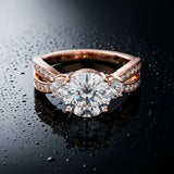 Rose gold Three-Stone Round Cut Diamond Twist Band with Prong Setting_16