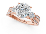 Rose gold Three-Stone Round Cut Diamond Twist Band with Prong Setting_65