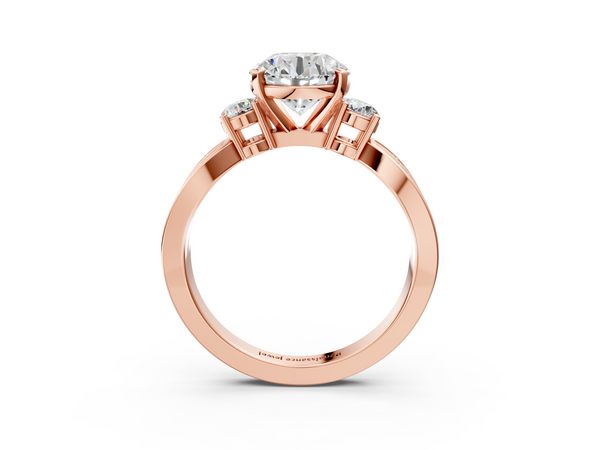 Rose gold Three-Stone Round Cut Diamond Twist Band with Prong Setting