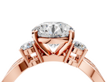 Rose gold Three-Stone Round Cut Diamond Twist Band with Prong Setting_68