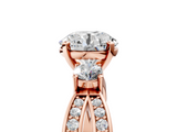 Rose gold Three-Stone Round Cut Diamond Twist Band with Prong Setting_69