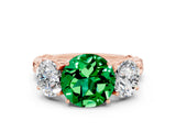 Rose gold Three-Stone Round Cut Emerald Braided Band Ring with Four-Prong Setting_12