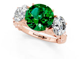 Rose gold Three-Stone Round Cut Emerald Braided Band Ring with Four-Prong Setting_13