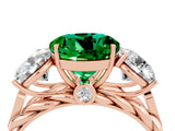 Rose gold Three-Stone Round Cut Emerald Braided Band Ring with Four-Prong Setting_16