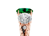 Rose gold Three-Stone Round Cut Emerald Braided Band Ring with Four-Prong Setting_17
