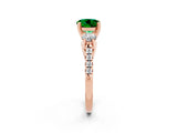 Rose gold Three-Stone Round Cut Emerald Pavé Band with Four-Prong Setting_2