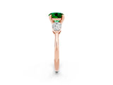 Rose gold Three-Stone Round Cut Emerald Ring with Pear Side Stones and Four-Prong Setting_2