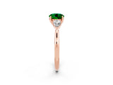 Rose gold Three-Stone Round Cut Emerald Ring with Pear  Side Stones in Four-Prong Setting_14