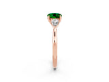 Rose gold Three-Stone Round Cut Emerald Ring with Pear  Side Stones in Four-Prong Setting_38