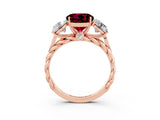 Rose gold Three-Stone Round Cut Garnet Braided Band Ring with Four-Prong Setting_15