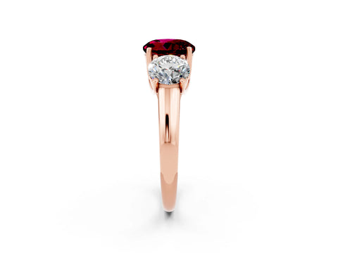 Rose gold Three-Stone Round Cut Garnet Engagement Ring with Prong Setting_2