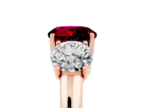 Rose gold Three-Stone Round Cut Garnet Engagement Ring with Prong Setting_5