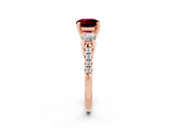 Rose gold Three-Stone Round Cut Garnet Pavé Band with Four-Prong Setting_2