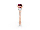 Rose gold Three-Stone Round Cut Garnet Ring with Pear Side Stones and Four-Prong Setting_2