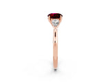 Rose gold Three-Stone Round Cut Garnet Ring with Pear  Side Stones in Four-Prong Setting_14