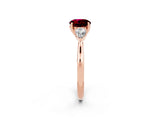 Rose gold Three-Stone Round Cut Garnet Ring with Pear  Side Stones in Four-Prong Setting_38