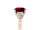 Rose gold Three-Stone Round Cut Garnet Ring with Pear  Side Stones in Four-Prong Setting_41