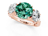 Rose gold Three-Stone Round Cut Green Sapphire Braided Band Ring with Four-Prong Setting_13