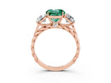Rose gold Three-Stone Round Cut Green Sapphire Braided Band Ring with Four-Prong Setting_15
