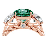 Rose gold Three-Stone Round Cut Green Sapphire Braided Band Ring with Four-Prong Setting_16
