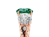 Rose gold Three-Stone Round Cut Green Sapphire Braided Band Ring with Four-Prong Setting_17