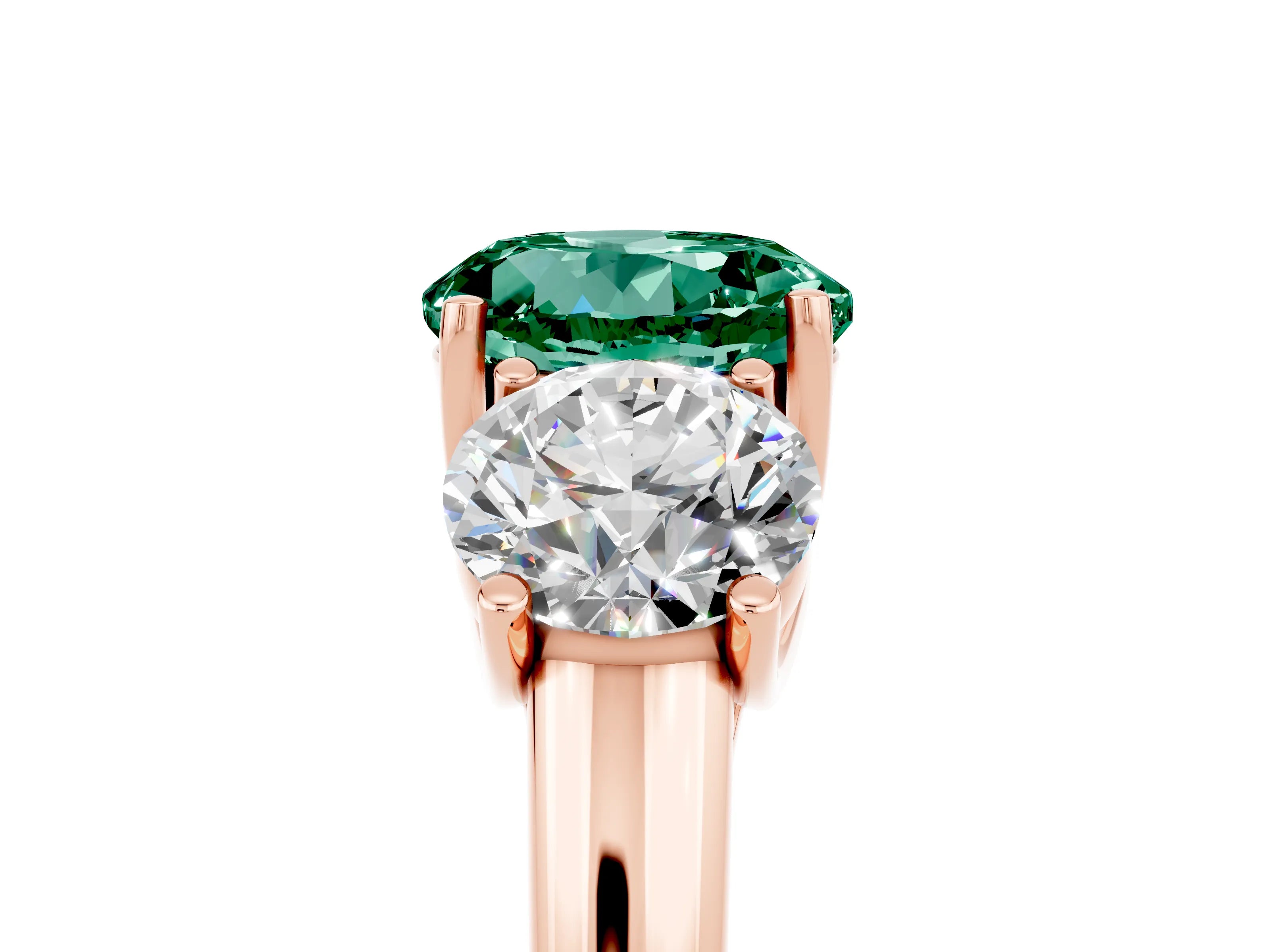 Rose gold Three-Stone Round Cut Green Sapphire Engagement Ring with Prong Setting_5