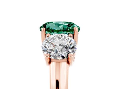 Rose gold Three-Stone Round Cut Green Sapphire Engagement Ring with Prong Setting_5