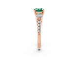 Rose gold Three-Stone Round Cut Green Sapphire Pavé Band with Four-Prong Setting_2