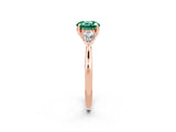 Rose gold Three-Stone Round Cut Green Sapphire Ring with Pear  Side Stones in Four-Prong Setting_14