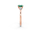 Rose gold Three-Stone Round Cut Green Sapphire Ring with Pear  Side Stones in Four-Prong Setting_38