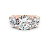 Rose gold Three-Stone Round Cut Moissanite Braided Band Ring with Four-Prong Setting_12