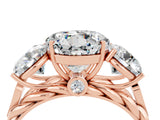 Rose gold Three-Stone Round Cut Moissanite Braided Band Ring with Four-Prong Setting_16