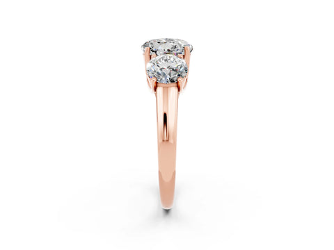 Rose gold Three-Stone Round Cut Moissanite Engagement Ring with Prong Setting_2