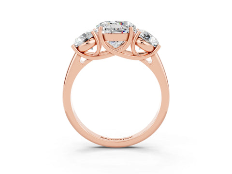 Rose gold Three-Stone Round Cut Moissanite Engagement Ring with Prong Setting_3